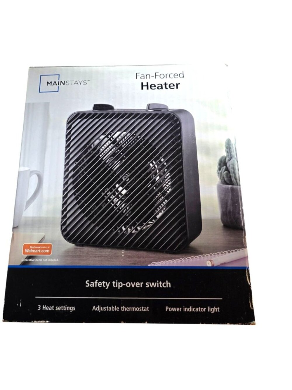 Mainstays Fan-Forced Heater With Adjustable Thermostat Black Model HF-1008B